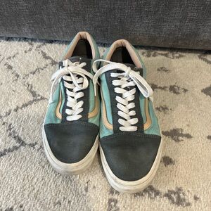 Vans Teal and Black Sneakers with White Laces
